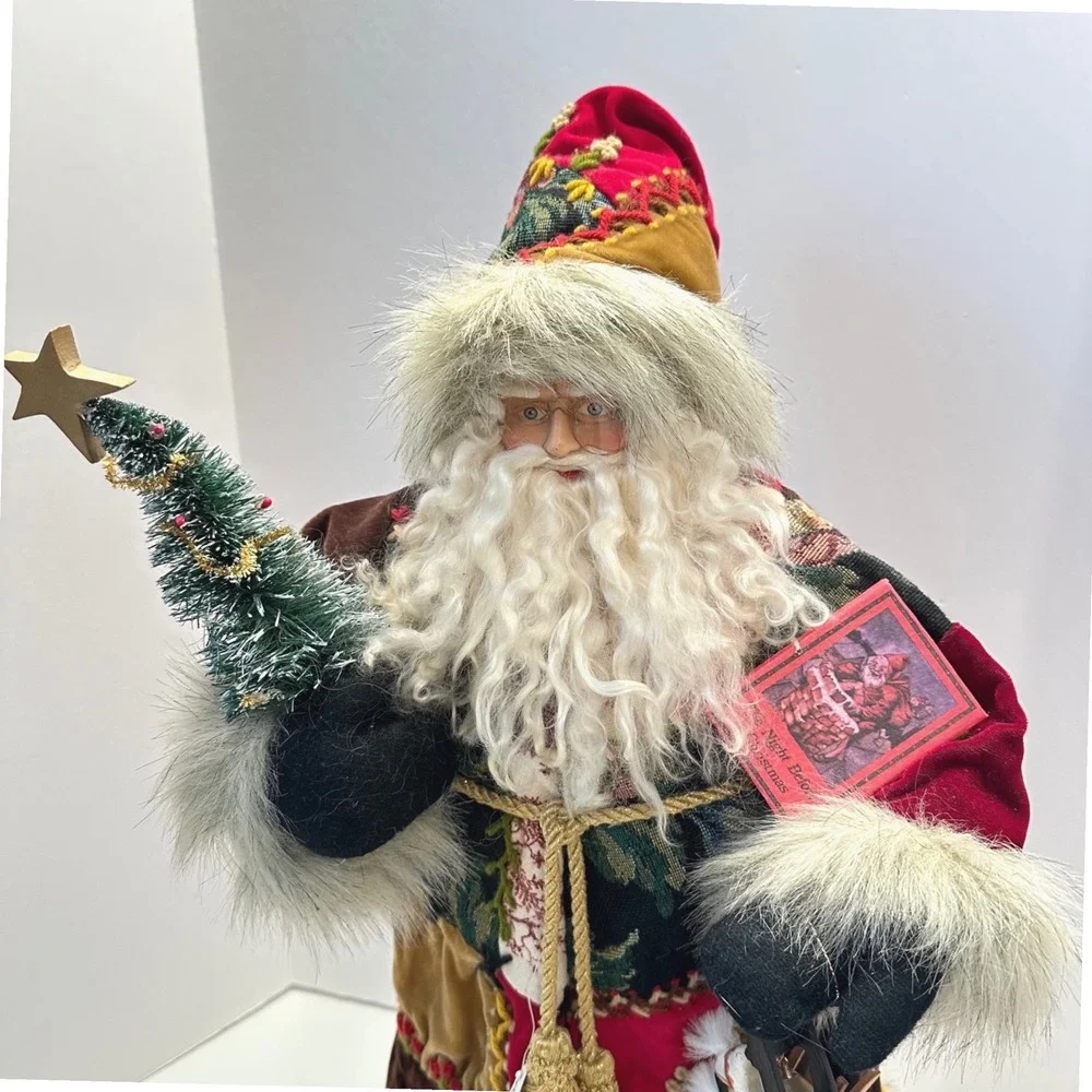 House‎ of Hatten Victorian Crazy Quilt Santa Claus Father Christmas Figurine Tag